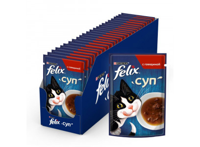 Влажный Корм Дяя Кошек Felix (Фелмкс) Суп Говядина 48г 36 Шт в Блоке (1*1) 