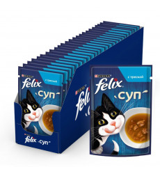 Влажный Корм Для Кошек Felix (Феликс) Суп Треска 48г 36 Шт в Блоке (1*1)