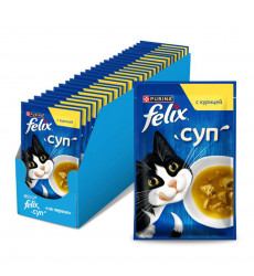 Влажный Корм Для Кошек Felix (Феликс) Суп Курица 48г 36 Шт в Блоке (1*1)