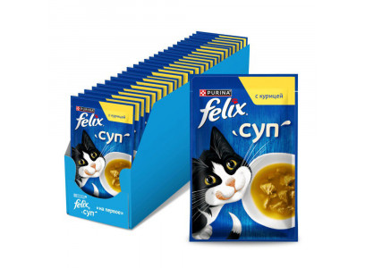 Влажный Корм Для Кошек Felix (Феликс) Суп Курица 48г 36 Шт в Блоке (1*1) 
