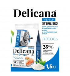 Сухой Корм Delicana Для Стерилизованных Кошек Лосось 1,5кг 93553