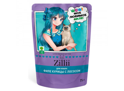 Влажный Корм Zillii (Зиллии) Sterilized Для Стерилизованных Кошек Желе Курица и Лосось 75г 5657123 