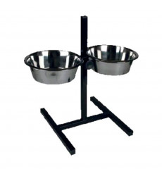 Подставка Zoonik (Зооник) Квадратная+Металлические Миски 2*1,6л Черный 08865