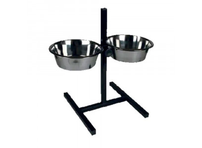 Подставка Zoonik (Зооник) Квадратная+Металлические Миски 2*1,6л Черный 08865