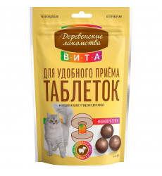 Лакомство Деревенские Лакомства Вита Для Кошек Угощение Для Удобного Приема Таблеток Говядина 40г 76051035