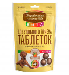 Лакомство Деревенские Лакомства Вита Для Собак Угощение Для Удобного Приема Таблеток Утка 80г 76051042