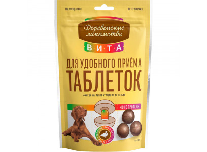 Лакомство Деревенские Лакомства Вита Для Собак Угощение Для Удобного Приема Таблеток Утка 80г 76051042 
