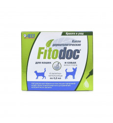 Фитодок Капли Дерматологические Для Мелких Собак и Кошек Упаковка 4 Пипетки Ав1416