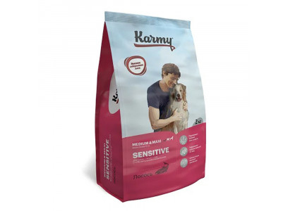Сухой Корм Karmy (Карми) Для Собак Средних и Крупных Пород с Чувствительным Пищеварением Лосось Sensitive Medium & Maxi Adult 2кг Н 