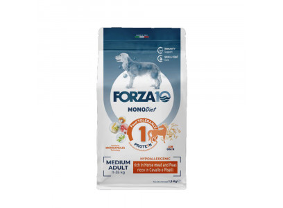 Сухой Корм Forza (Форза) 10 Dog Medium Monodiet Low Grain Для Собак Средних Пород При Аллергии Конина и Горох 1,5кг 09386