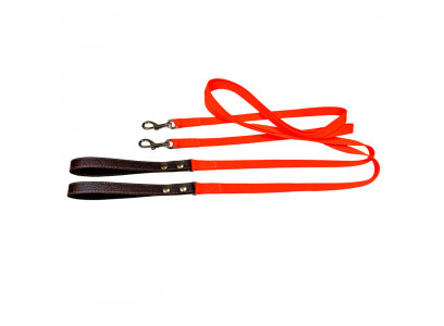 Поводок Для Собак Brava (Брава) Брезент 3 Метра Ширина 20мм Ручка Кожанная Оранжевый Арт163 