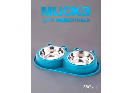 Подставка Veermetals (Вирметалс) Двойная Металлические Миски Синий 29,5*14*4 99-0683