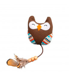 Игрушка Nunbell (Нанбелл) Для Кошек Совушка с Пером и Бусинками Мягкая 27/10*8*3см 2025-2560