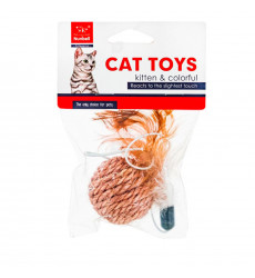 Игрушка-Погремушка Nunbell (Нанбелл) Для Кошек Мячик с Перьями и Колокольчиком На Веревке Сизаль 31019-0273