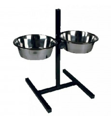 Подставка Zoonik (Зооник) Квадратная+Металлические Миски 2*0 9л Черный 08827