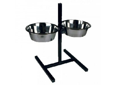 Подставка Zoonik (Зооник) Квадратная+Металлические Миски 2*0 9л Черный 08827