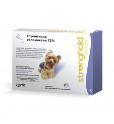 Стронгхолд Капли На Холку Для Собак От Блох, Ушных и Чесоточных Клещей, Гельминтов 0,25мл 30мг 2,5-5кг Упаковка 3 Пипетки