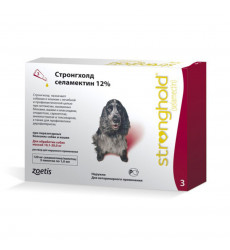 Стронгхолд Капли На Холку Для Собак От блох, Ушных и Чесоточных Клещей, Гельминтов 1мл 120мг 10-20кг Упаковка 3 Пипетки