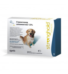 Стронгхолд Капли На Холку Для Собак Против Блох, Ушных и Чесоточных Клещей, Гельминтов 2мл 240мг 20- 40кг Упаковка 3 Пипетки