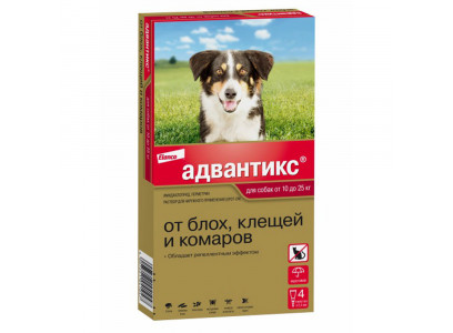 Адвантикс Капли На Холку Для Собак 4-10кг 1мл Упаковка 4 Пипетки 