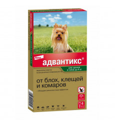 Адвантикс Капли На Холку Для Щенков и Собак До 4кг 0,4мл Упаковка 4 Пипетки