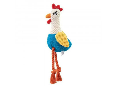 Игрушка №1 Для Собак Петух Голубой с Пищалкой с Канатом Текстиль 23*14*9см Ти131