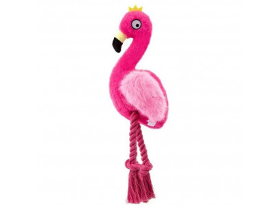 Игрушка №1 Для Собак Фламинго Розовый с Пищалкой с Канатом Текстиль 21*14*9см Ти128