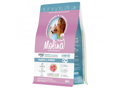 Сухой Корм Molina (Молина) Adult Mini Sensitive Для Собак Мелких Пород с чувствительным Пищеварением  Ягненок и Индейка 800г 1060864 