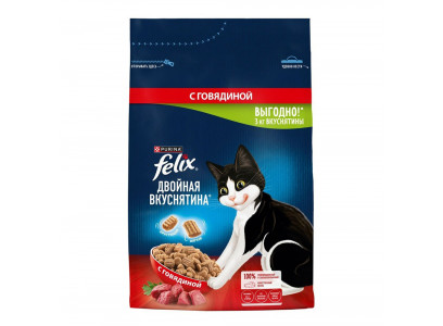 Сухой Корм Felix (Фликс) Двойная Вкуснятина Для Кошек Говядина 3кг  