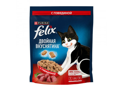 Сухой Корм Felix (Феликс) Двойная Вкуснятина Для Кошек Говядина 600г 
