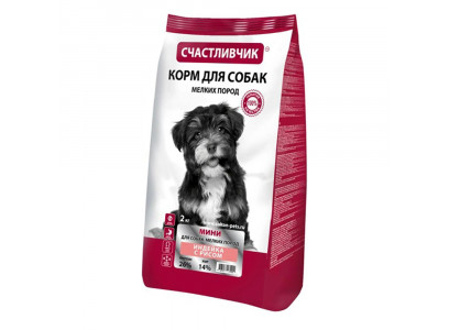 Сухой Корм Счастливчик Мини Для Собак Мелких Пород Индейка и Рис 2кг 5400