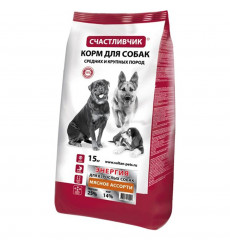 Сухой Корм Счастливчик Энергия Для Собак Актив Мясное Ассорти 15кг 4021