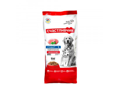 Сухой Корм Счастливчик Стандарт Для Собак Мясное Ассорти 15кг 4083 