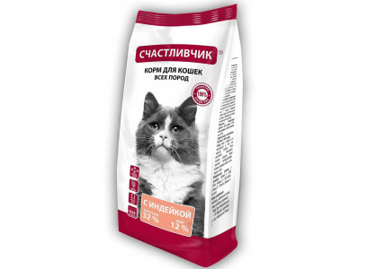 Сухой Корм Счастливчик Для Кошек Индейка 400г  4564 