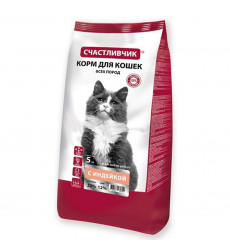 Сухой Корм Счастливчик Для Кошек Индейка 5кг 5349