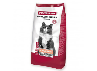 Сухой Корм Счастливчик Для Кошек Индейка 5кг 5349 