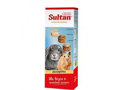 Лакомство Sultan (Султан) Для Грызунов Зерновое Ассорти Минеральный Камень, Морковь, Фрукты и Орехи 3шт 0795