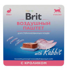 Консервы Brit (Брит) Premium Для Стерилизованных Кошек Воздушный Паштет Кролик 100г 5060887 
