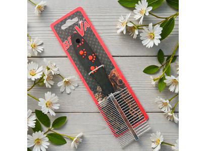 Расческа Для Собак и Кошек Brava (Брава) Пластиковая Ручка 2 Сторонняя 18*5см 9849b 