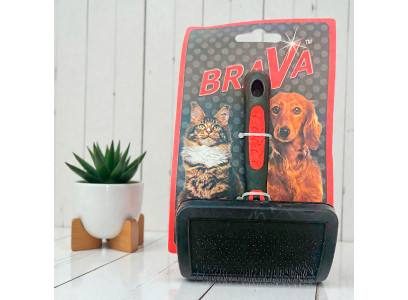 Пуходерка Для Кошек и Собак Brava (Брава) Пластиковая Ручка Большая 15,5*11см 9402b 