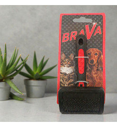 Пуходерка Для Кошек и Собак Brava (Брава) Пластиковая Ручка Средняя 14,7*8см 9403b