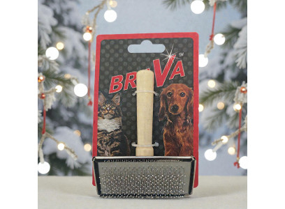 Пуходерка Для Кошек и Собак Brava (Брава) Деревянная Ручка Средняя 12*9см 9502 
