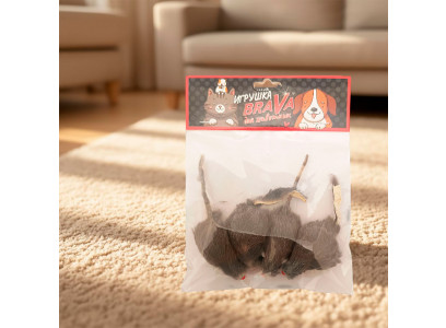 Игрушка Для Кошек Brava (Брава) Мышь Серая 5см Натуральный Мех Кролика 5100 4шт 