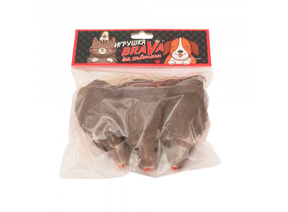 Игрушка Для Кошек Brava (Брава) Мышь Серая 7,5см 3шт Натуральный Мех Кролика 5102 
