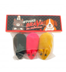 Игрушка Для Кошек Brava (Брава) Мышь Велюровая С Пищалкой 3шт 5110