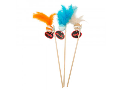 Игрушка Для Кошек Brava (Брава) Дразнилка Шарик Погрумушка Сизаль С Пером 41см 5122 