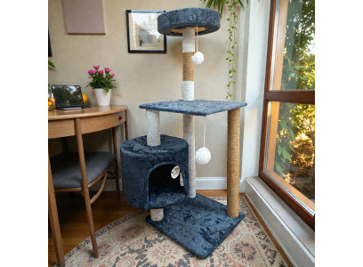 Когтеточка Для Кошек Brava (Брава) Многоуровневая Домик Полки Игрушки 110*40*35см Мех Джут 2060 