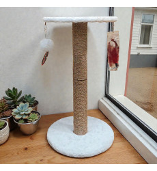 Когтеточка Для Кошек Brava (Брава) Столбик c Полкой и Игрушками 50*30см Мех Джут 2084