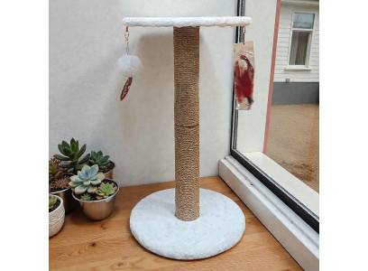 Когтеточка Для Кошек Brava (Брава) Столбик c Полкой и Игрушками 50*30см Мех Джут 2084 