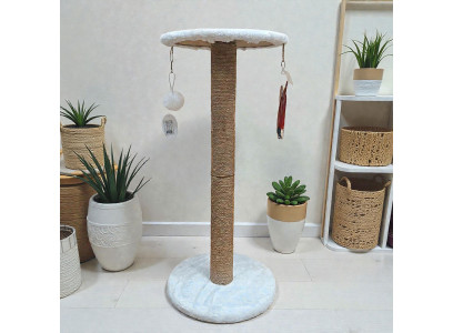 Когтеточка Для Кошек Brava (Брава) Столбик с Полкой Игрушки 65*30см Мех Джут 2091 
